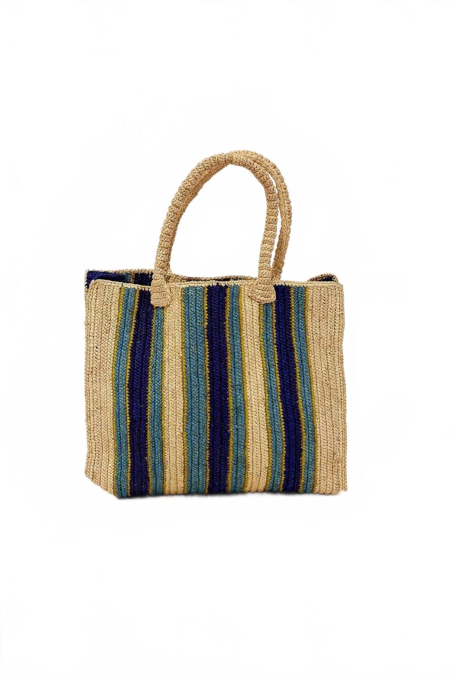 NEW HAT ATTACK women's arlington striped tote bag in ocean stipe